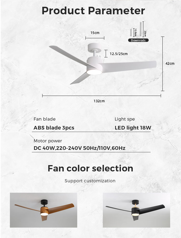 52 inches ceiling fan with light